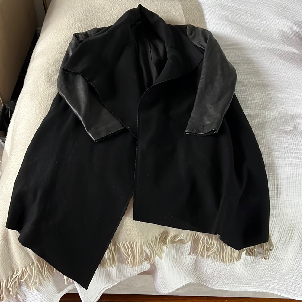 Black Allsaints Draped Coat